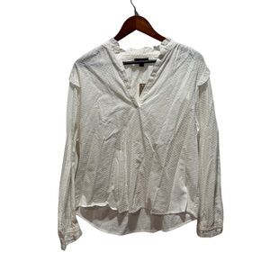 NWT J Crew Swiss‎ dot and ruffled long-sleeved blouse Womens Large